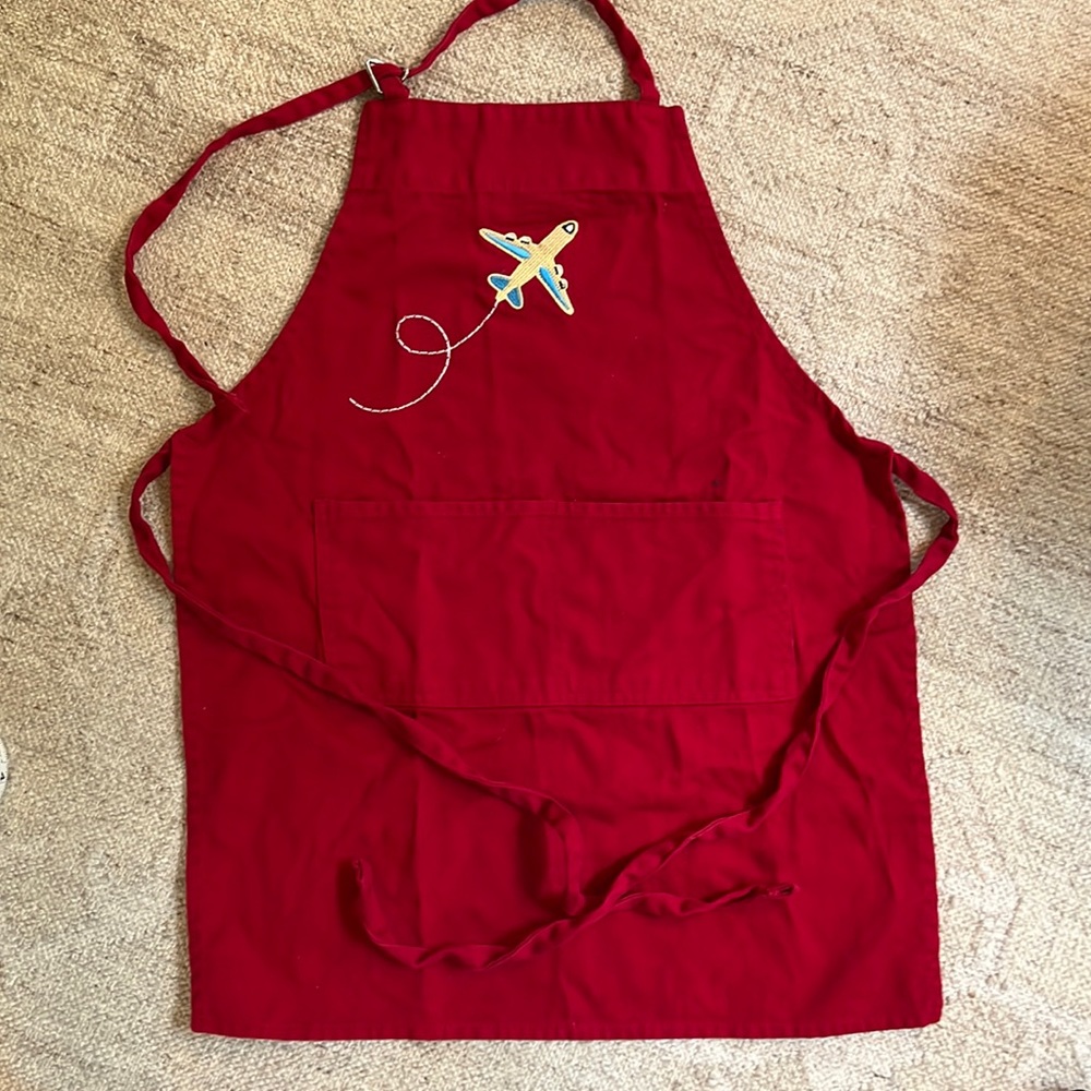 Williams Sonoma kids red airplane apron